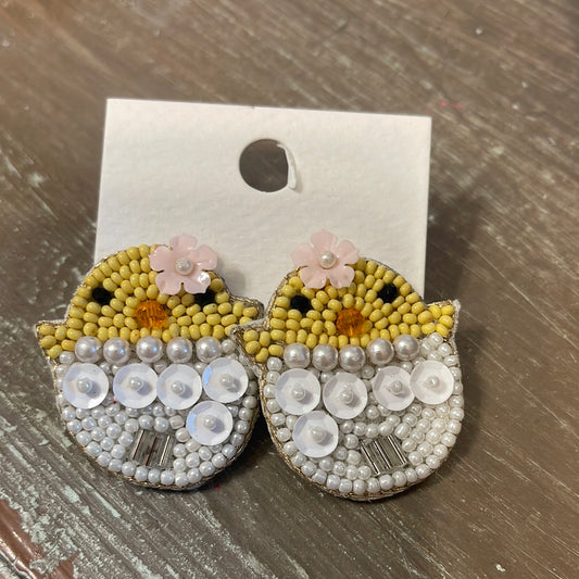 Beaded Easter Chick Earrings