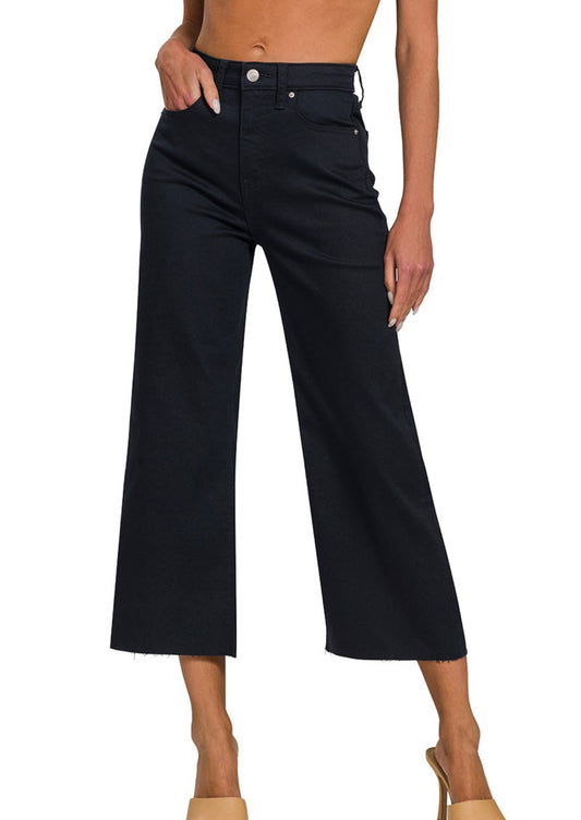 High-Rise Cropped Color Jeans Zenana