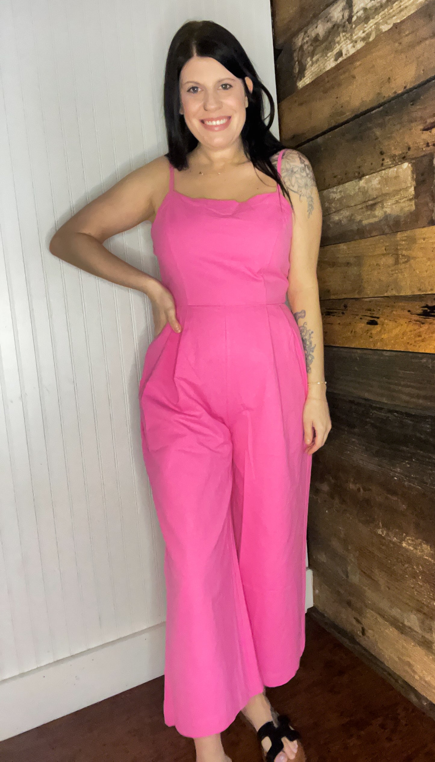 EESOME SOFT WHITE JUMPSUIT PINK