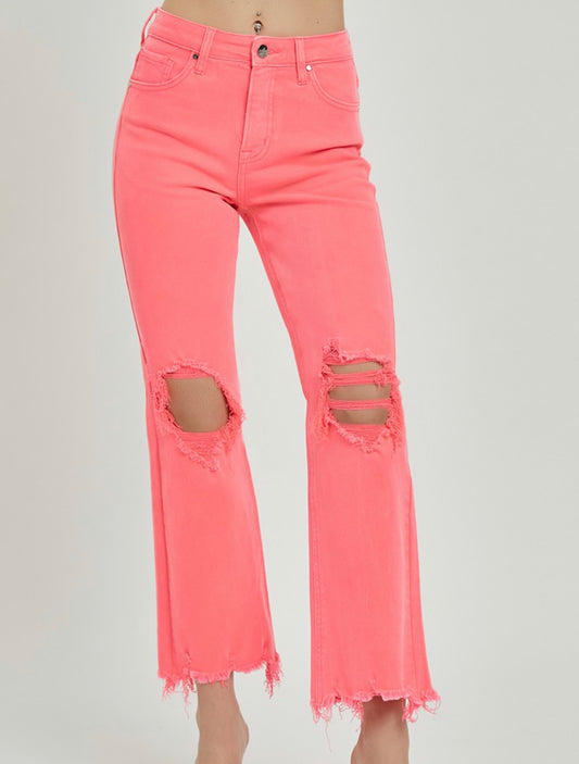 Risen Distressed Knee Coral Jeans