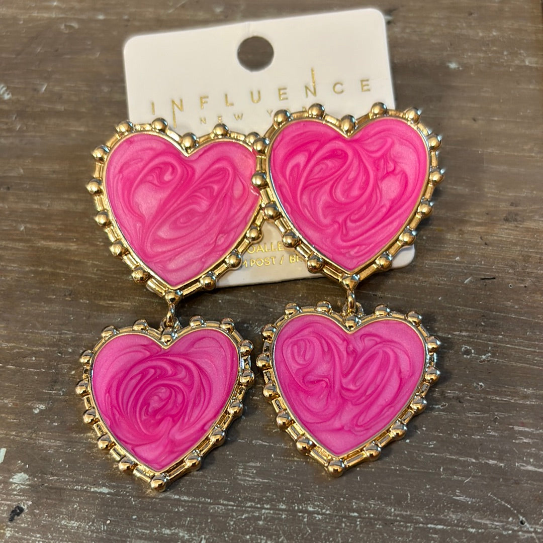 Gold Plated Swirl Heart Drop Earrings/ Necklace