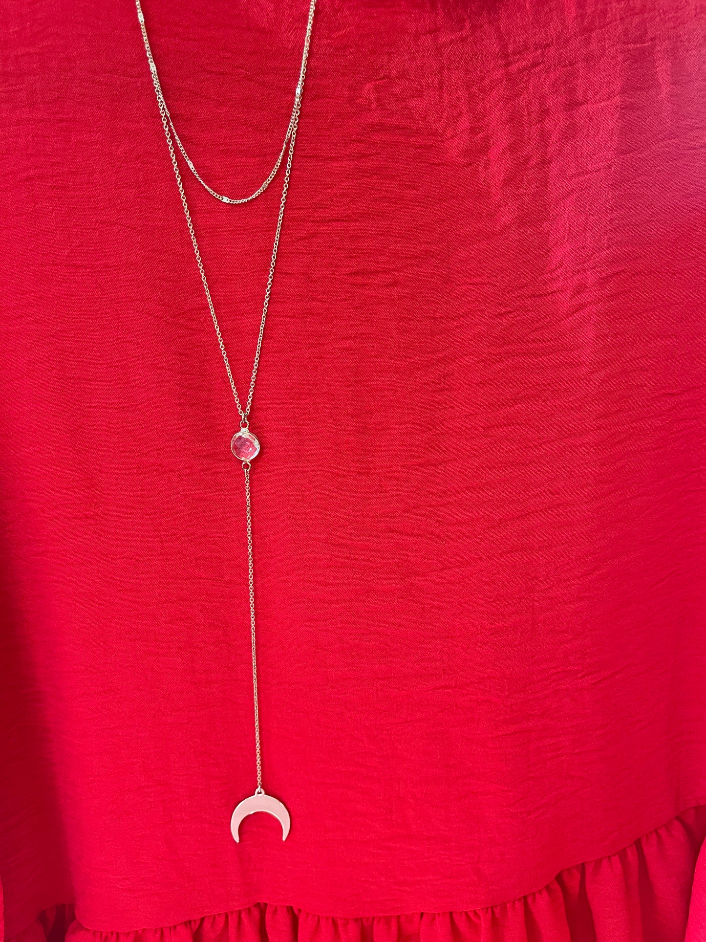 Layered Long Drop Necklace and Earring set