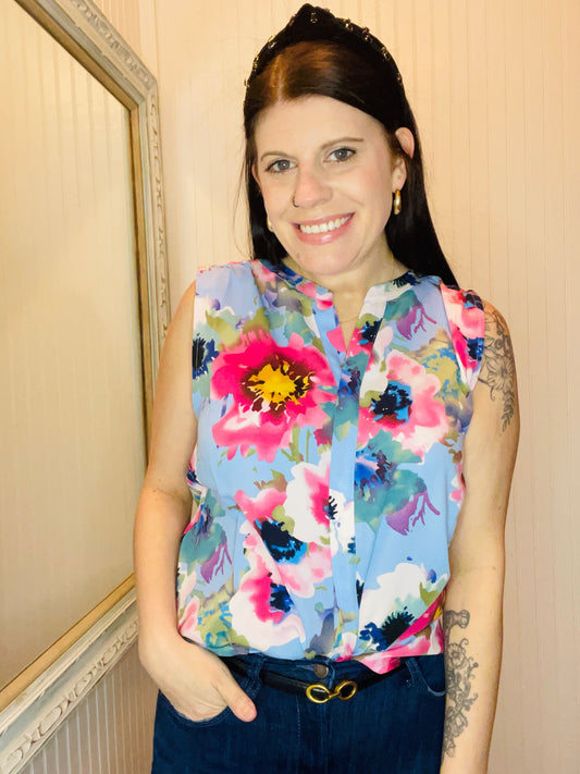 EESOME SLEEVELESS FLORAL TOP