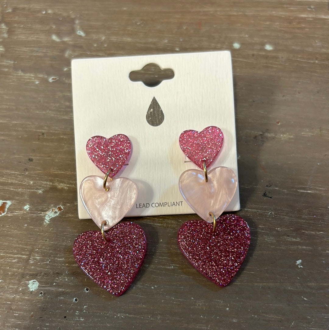Acrylic drop heart earrings