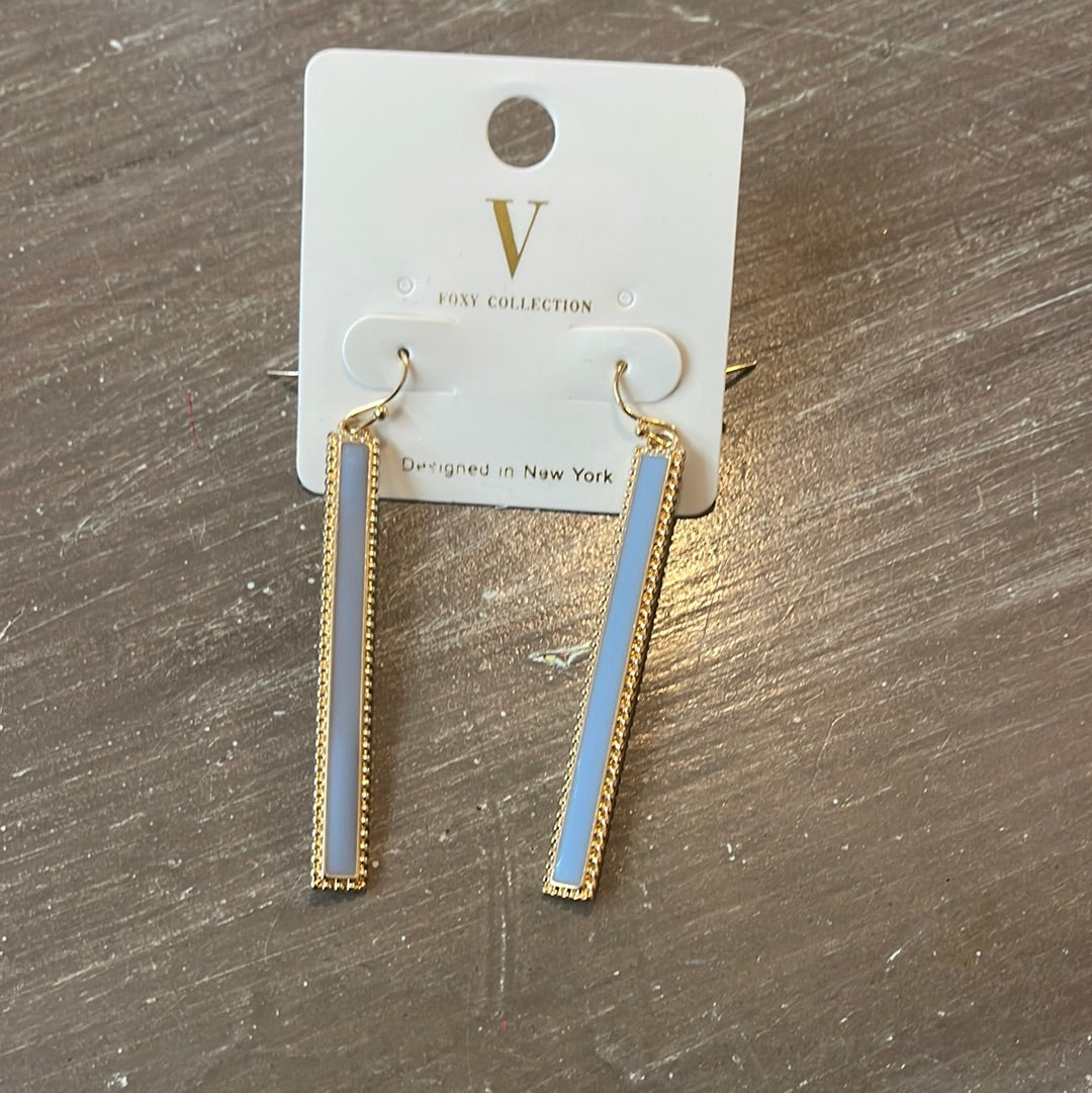 Blue and Gold Bar Earrings