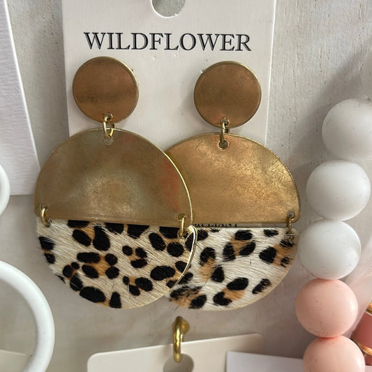 Wildflower Gold and Leopard Earrings