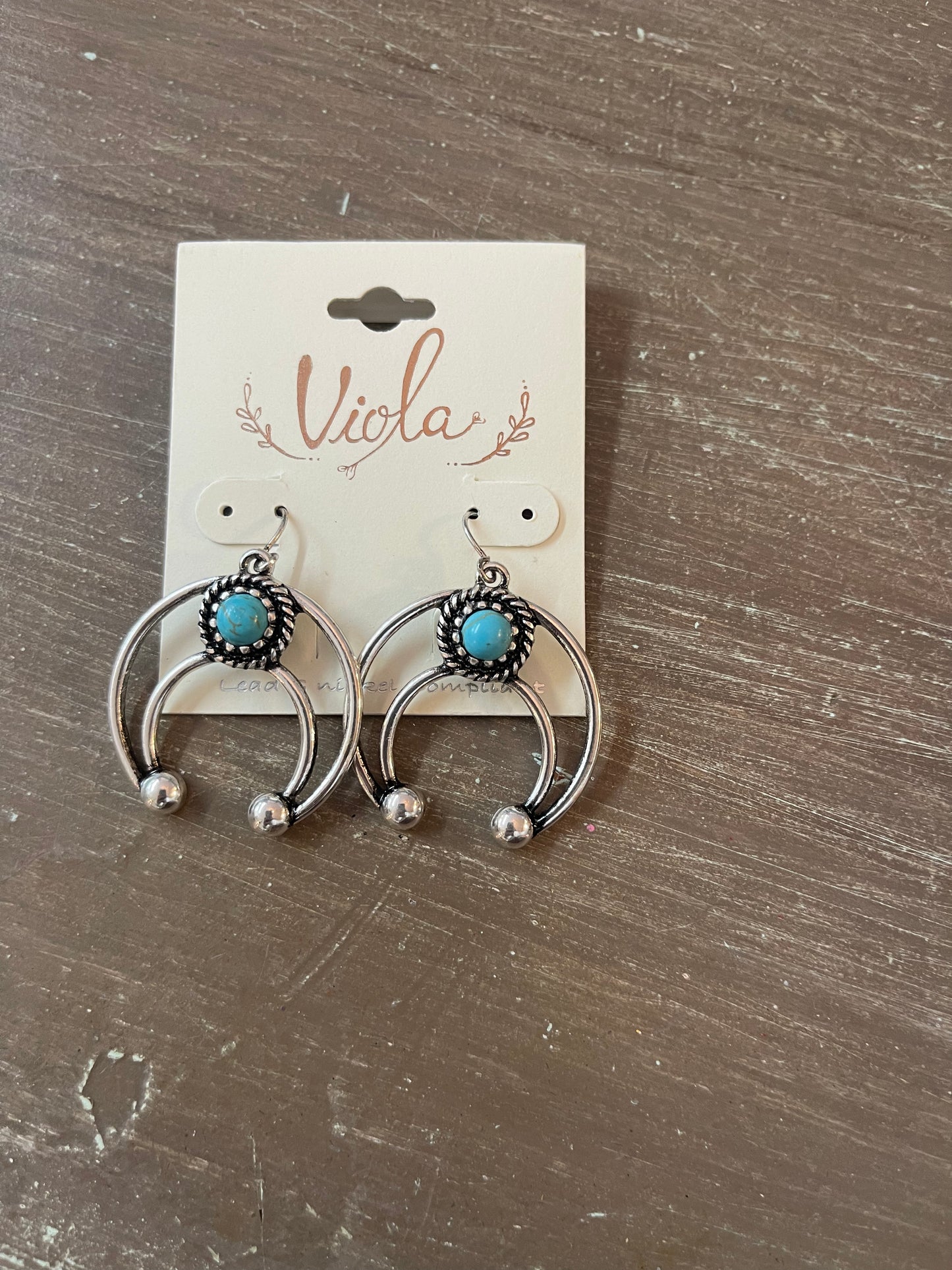 Single turquoise Crescent Earrings