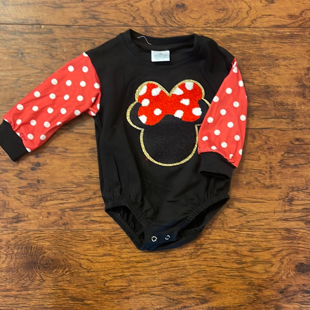 Black Character french knot baby romper