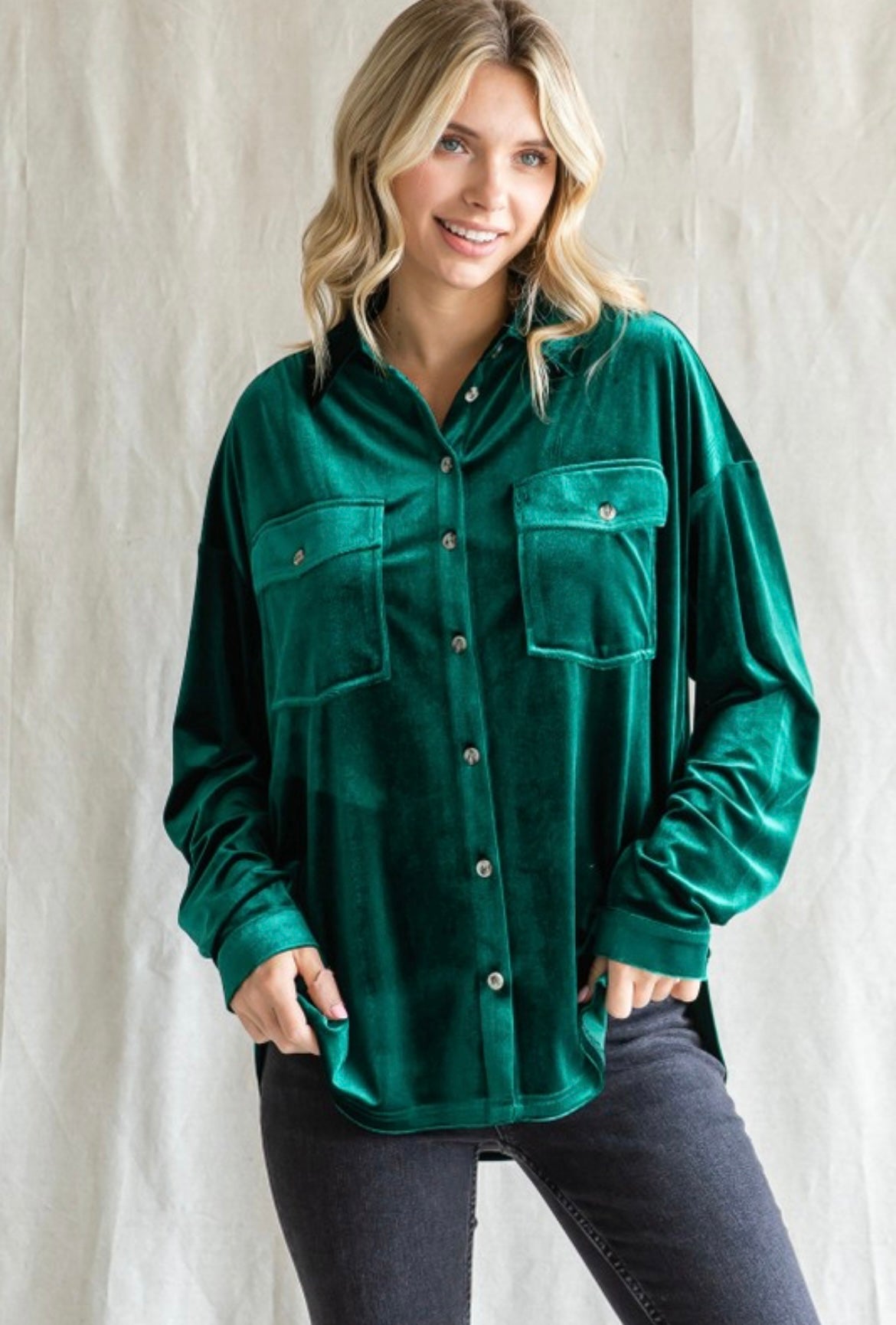 Plus Perfect For You Velvet Green Top