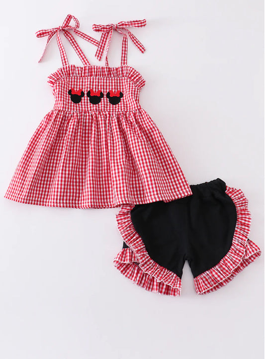 Red Plaid Character Girl Set