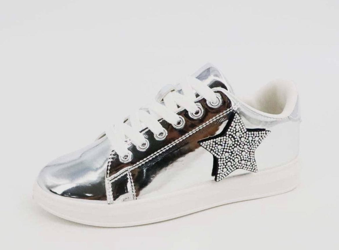 Metallic Silver Sneaker.