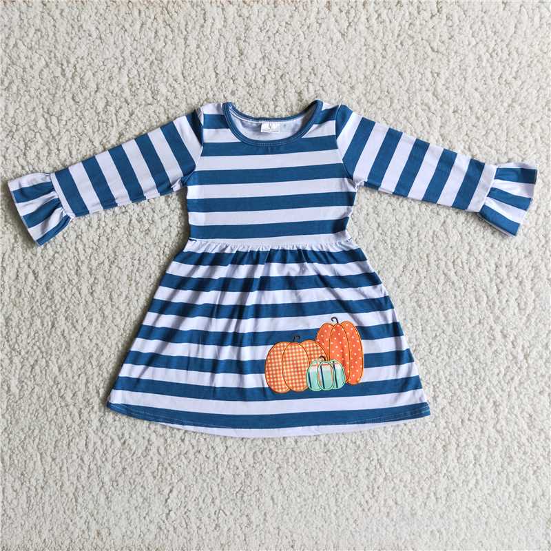 Girls Matching Stripe Pumpkin Dress