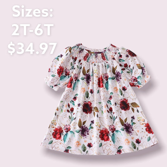 Smocked Floral Ruffle Dress
