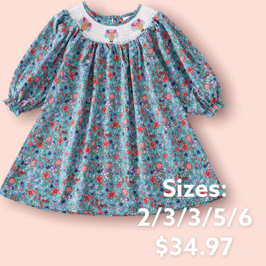 Fall Smocked Turky Floral Dress