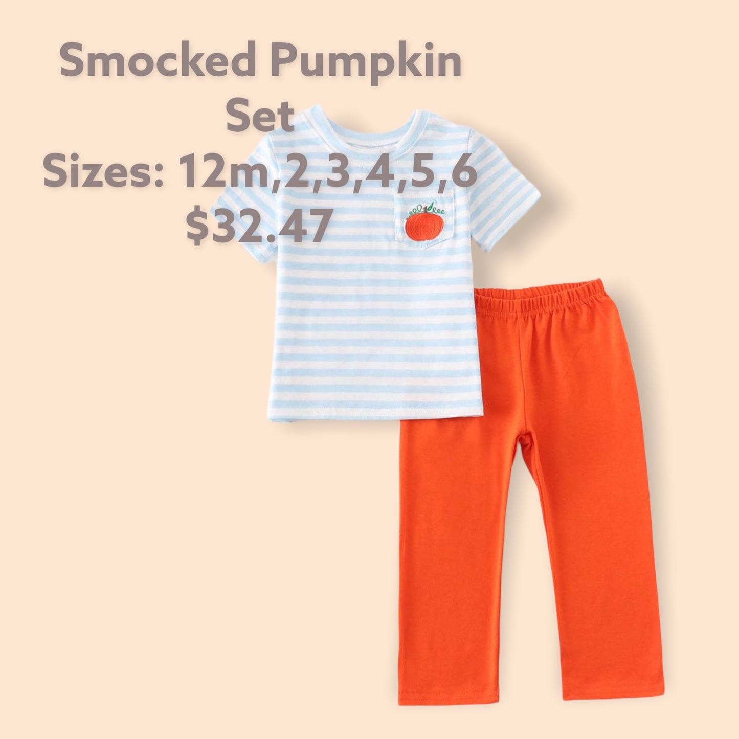 Fall Boy Smocked Pumpkin Set
